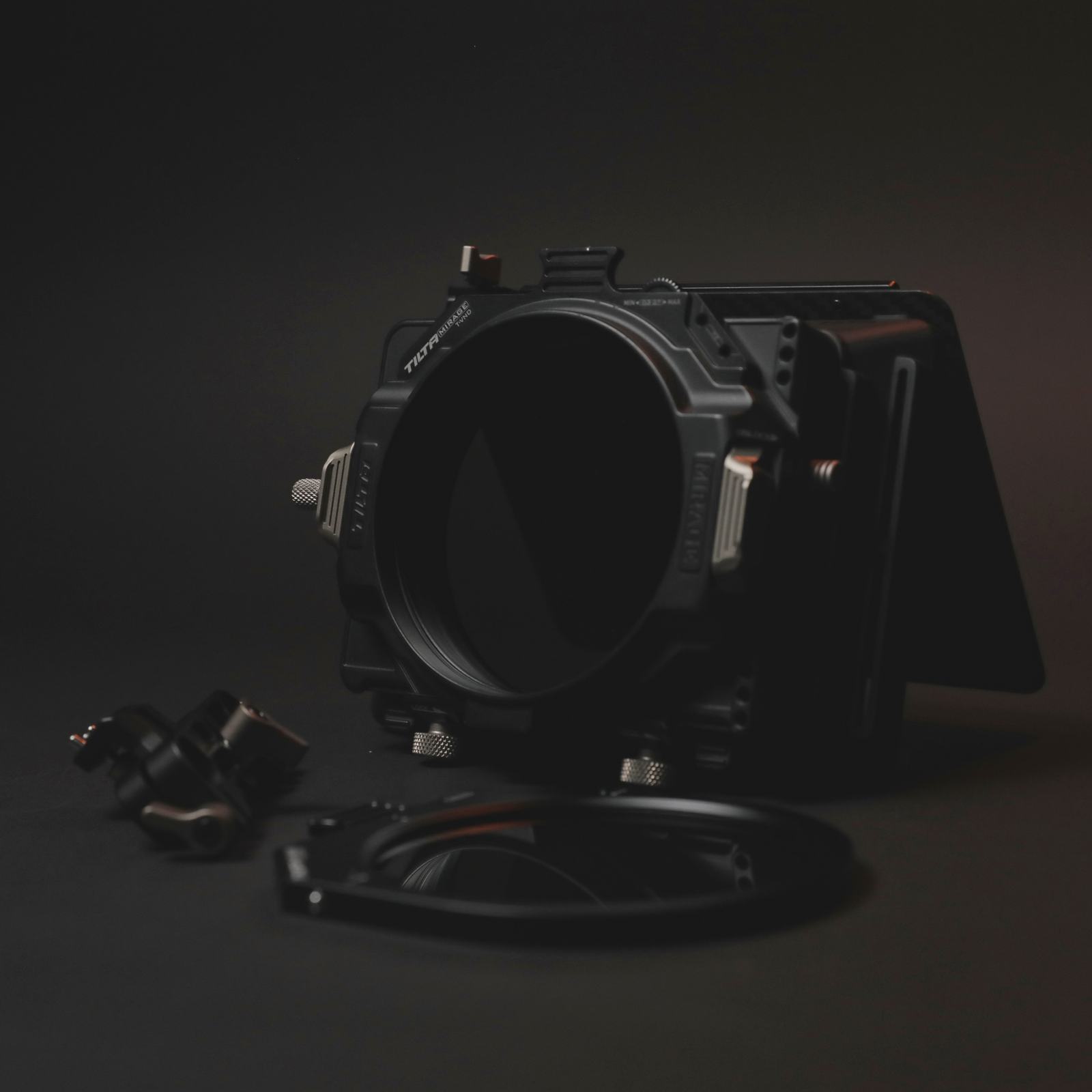 A matte box and camera accessories